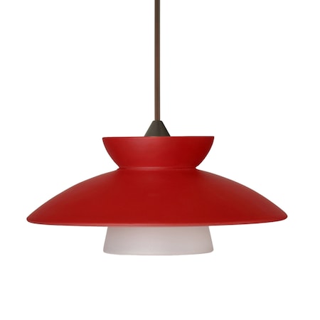 Besa Lighting Trilo 7 Cord Pendant, Red Matte, Bronze Finish, 1x50W Halogen 1XT-271831-BR